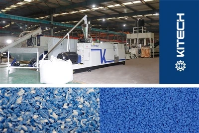 KSP seri sèl-vis ki ba-tanperati sistèm pelletizing pou trete flak HDPE ak en...
